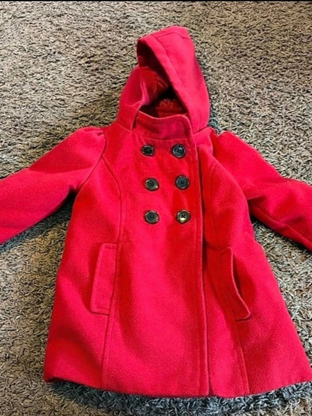 Old Navy Girls Pink Hooded Pea Coat Size 3T Like New